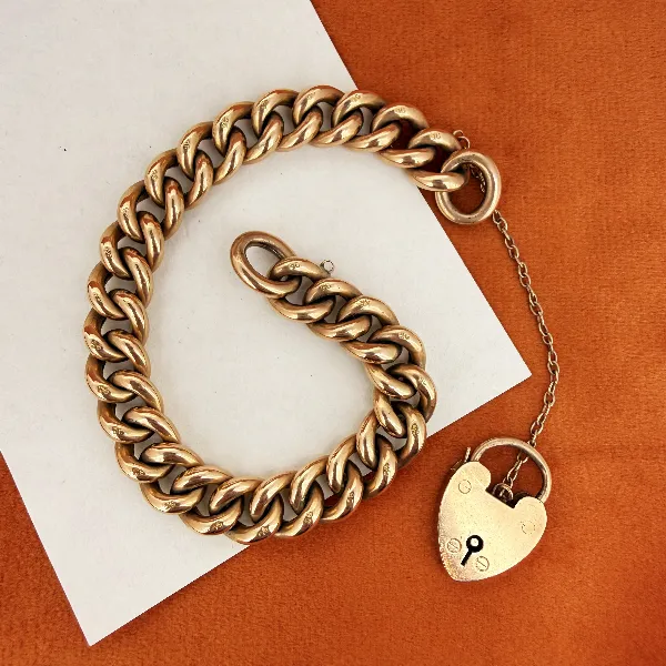 Edwardian 9ct Rose Gold Charm Bracelet, Birmingham 1909 — image 3