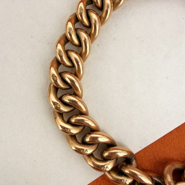 Edwardian 9ct Rose Gold Charm Bracelet, Birmingham 1909 — image 7