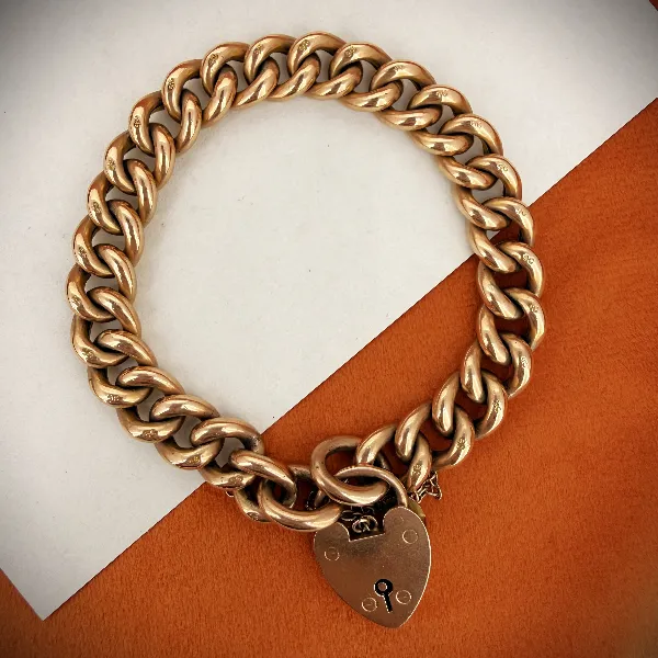 Edwardian 9ct Rose Gold Charm Bracelet, Birmingham 1909