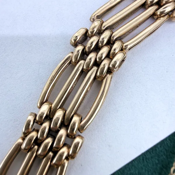 9ct Gold Gate Bracelet with Heart Padlock, Birmingham 1992 — image 4