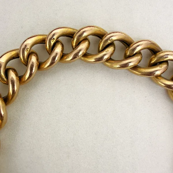 Victorian 9ct Rose Gold Charm Bracelet with Patterned Links — image 9