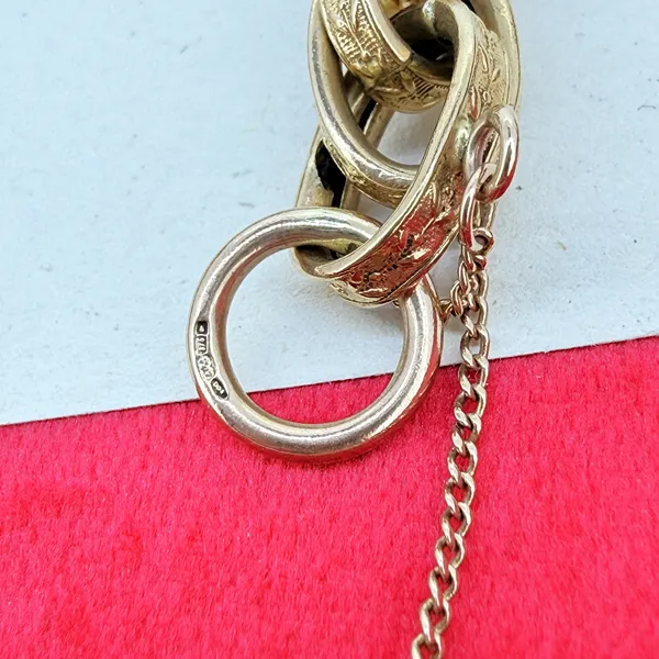 Vintage 9ct Yellow Gold Engraved Link Charm Bracelet  — image 7