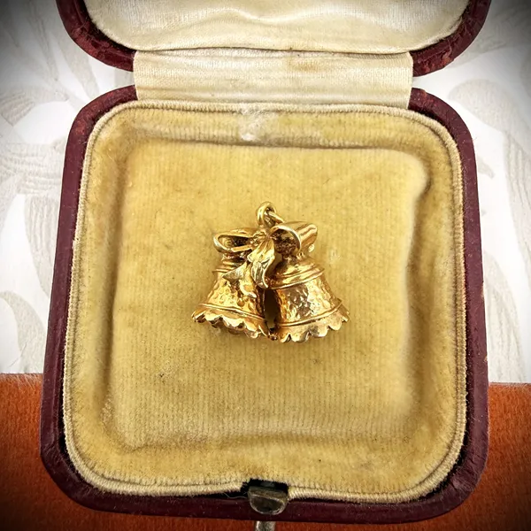 9ct Yellow Gold Wedding Bells Charm, London 1968