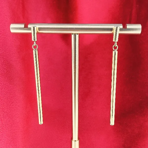 9ct Yellow Gold Bar Drop Earrings — image 2