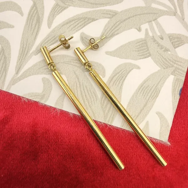 9ct Yellow Gold Bar Drop Earrings — image 5