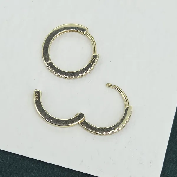 9ct Yellow Gold CZ Huggie Hoop Earrings — image 5