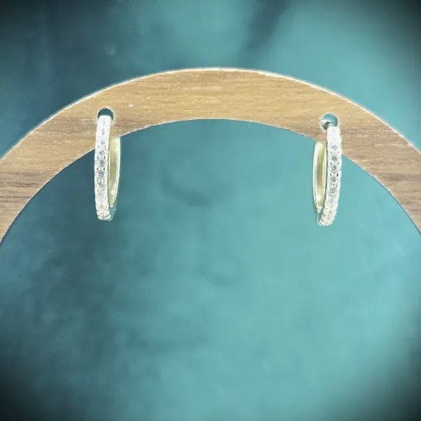 9ct Yellow Gold CZ Huggie Hoop Earrings