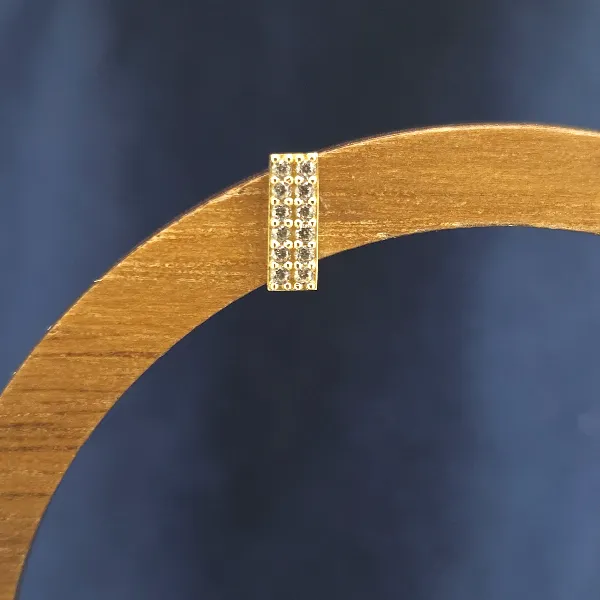 9ct Yellow Gold Double Row CZ Bar Stud Earrings — image 3