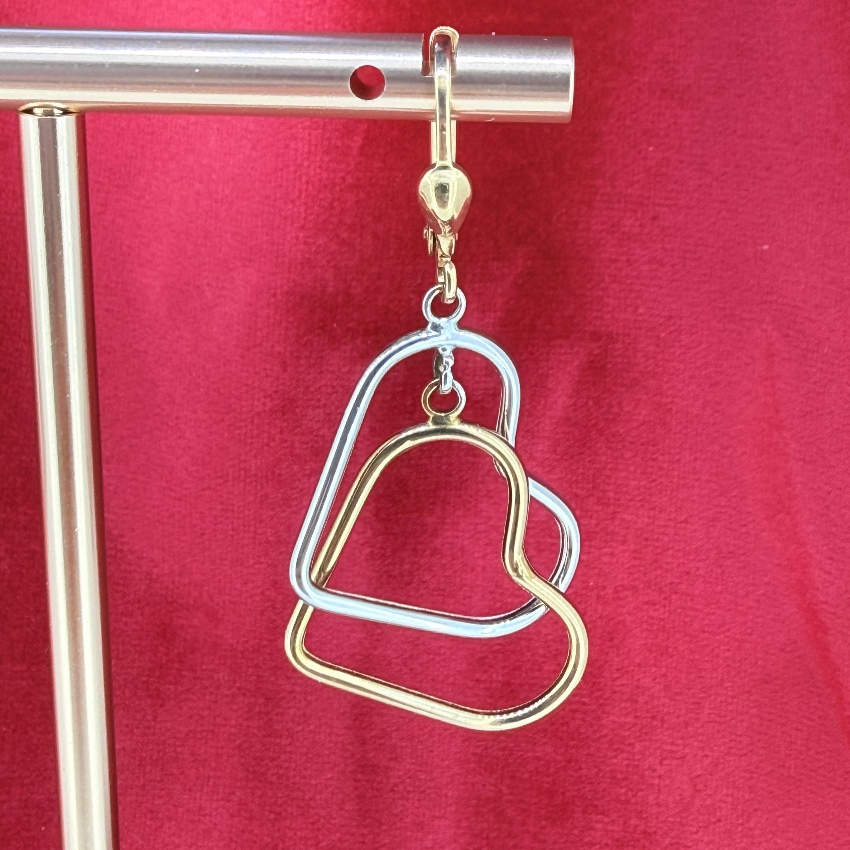 9ct Two-Tone Open Heart Drop Earrings — image 4