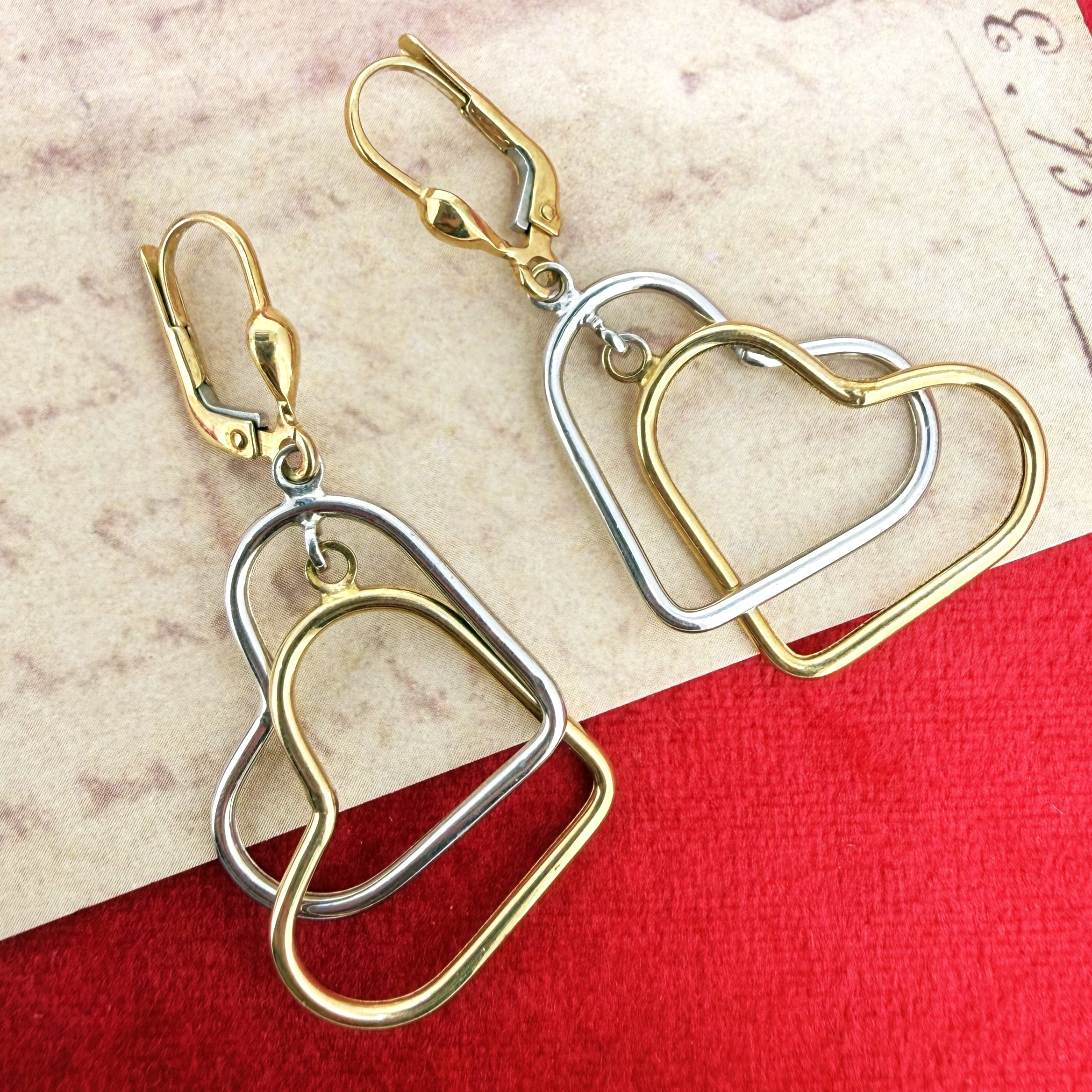 9ct Two-Tone Open Heart Drop Earrings — image 5