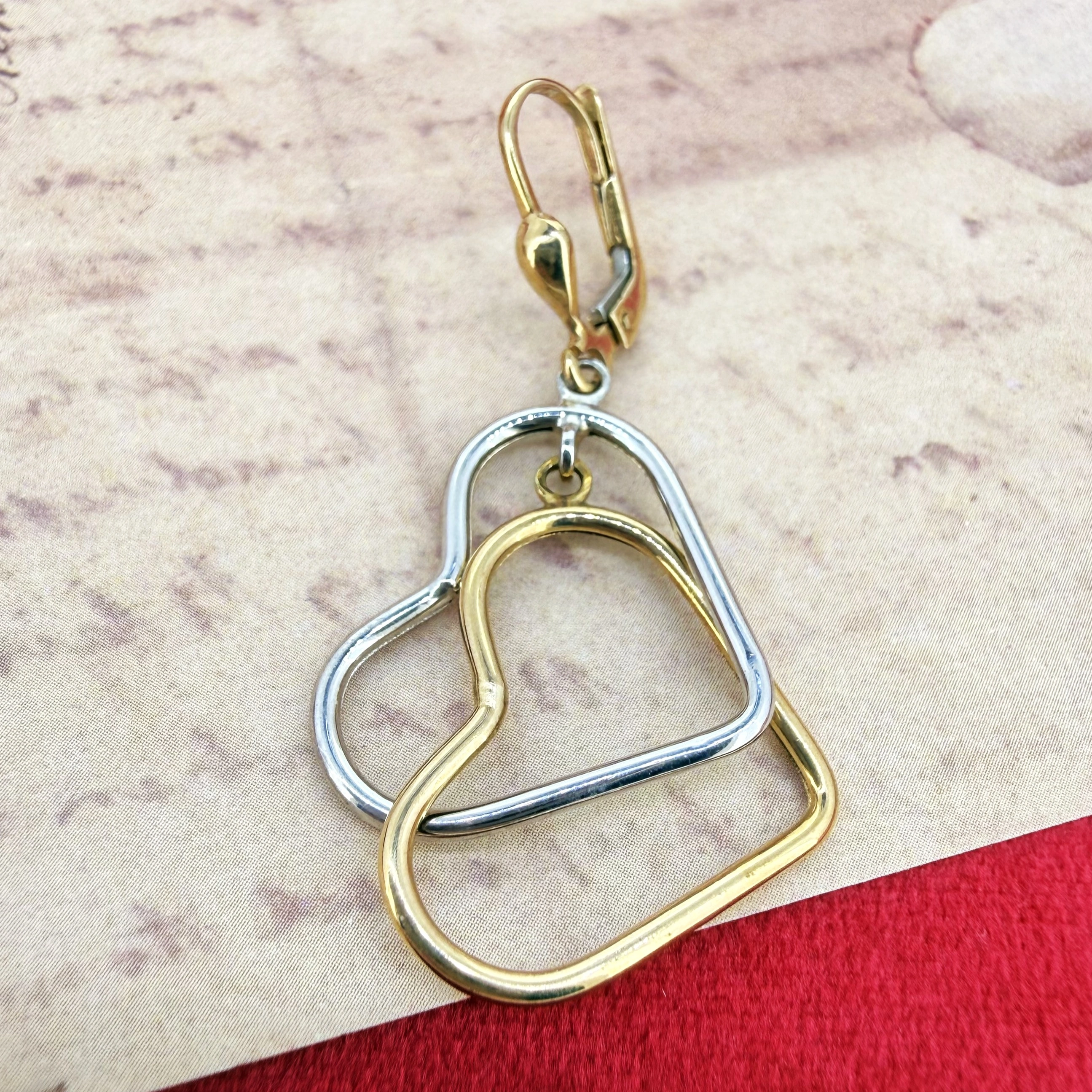 9ct Two-Tone Open Heart Drop Earrings — image 6