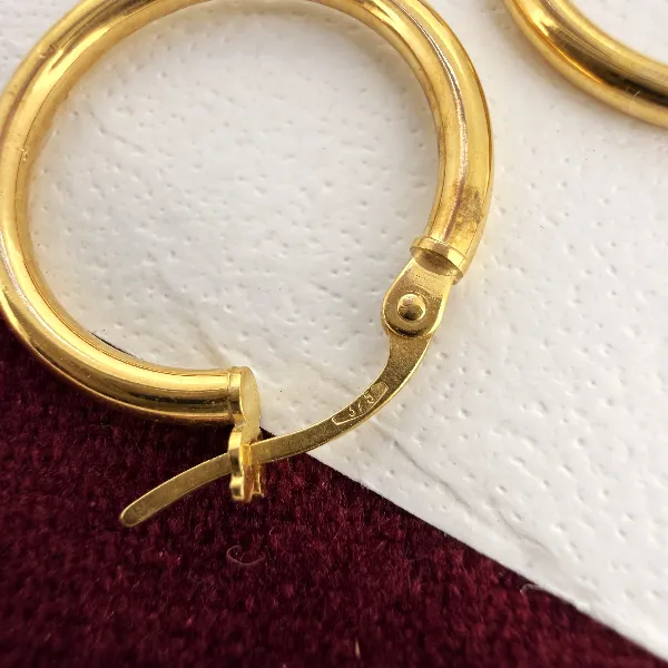 9ct Yellow Gold Classic Hoop Earrings - 15mm — image 6