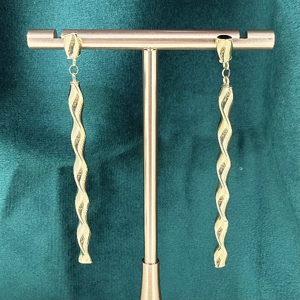 9ct Yellow Gold Italian Twisted Drop Earrings — image 2