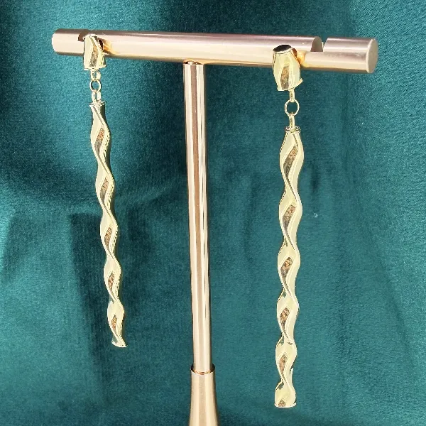 9ct Yellow Gold Italian Twisted Drop Earrings — image 3