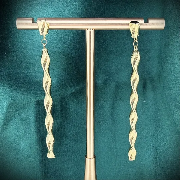 9ct Yellow Gold Italian Twisted Drop Earrings