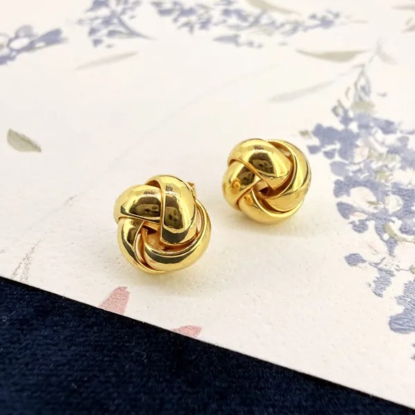 9ct Yellow Gold Knot Stud Earrings - 10mm — image 5