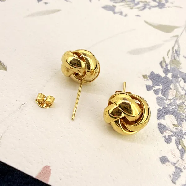 9ct Yellow Gold Knot Stud Earrings - 10mm — image 7