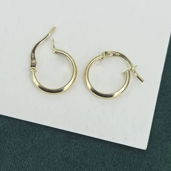 9ct Yellow Gold Polished Hoop Earrings - 13mm — image 5
