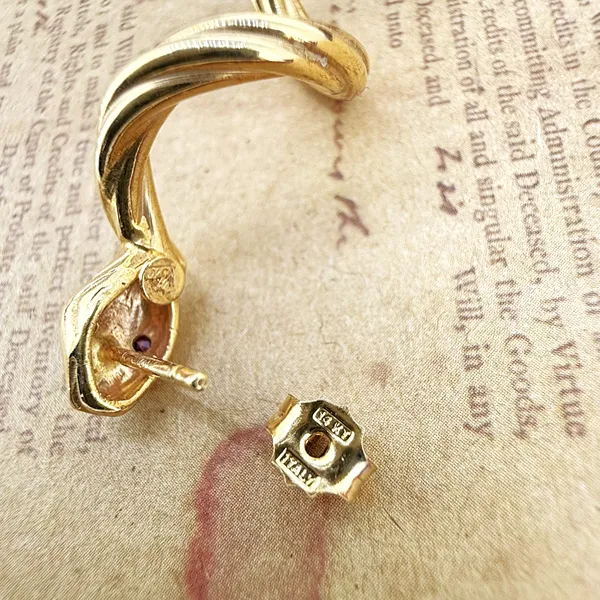 Antique 15ct Gold Snake Drop Earrings with Ruby Eyes — image 8