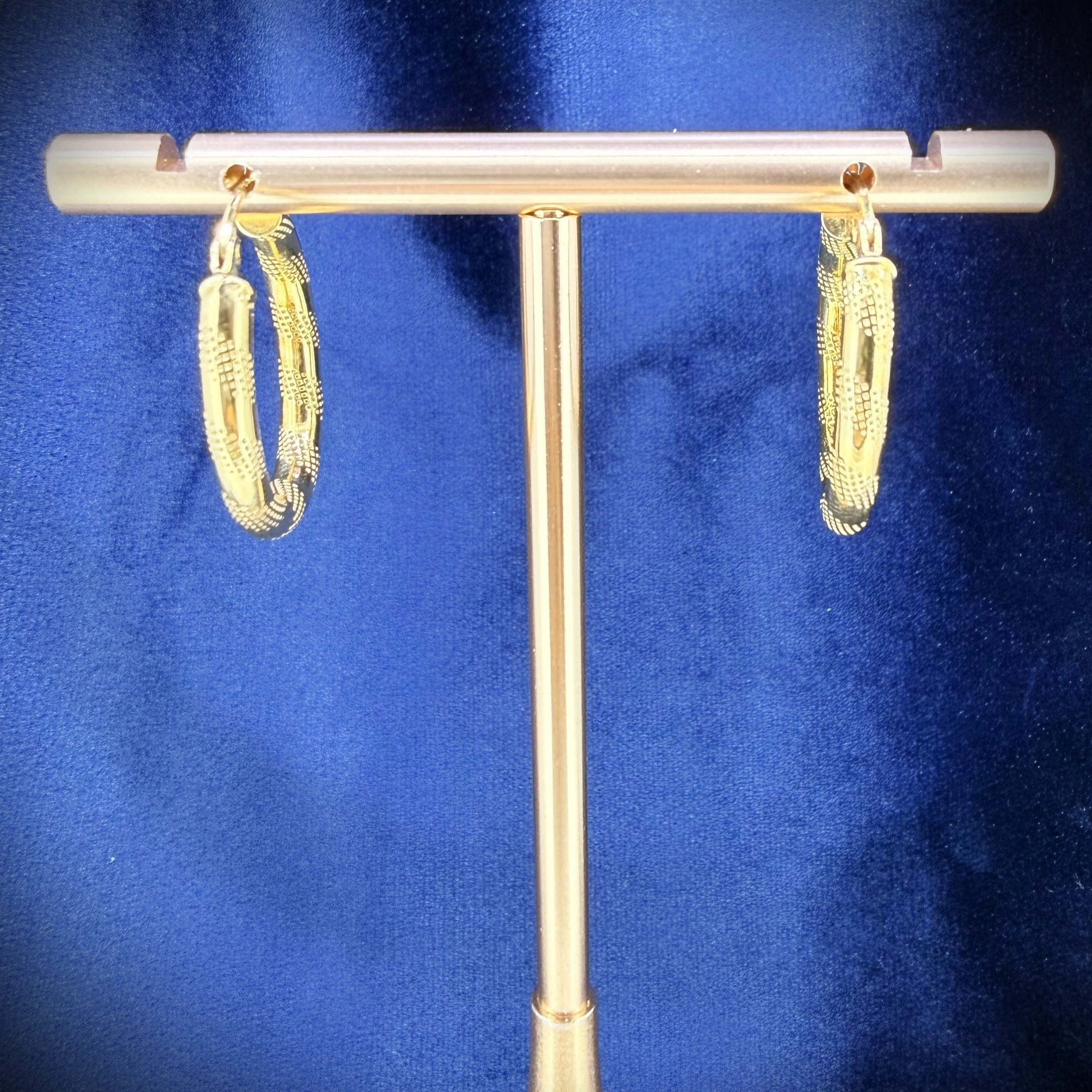 Vintage 9ct Yellow Gold Textured Hoop Earrings