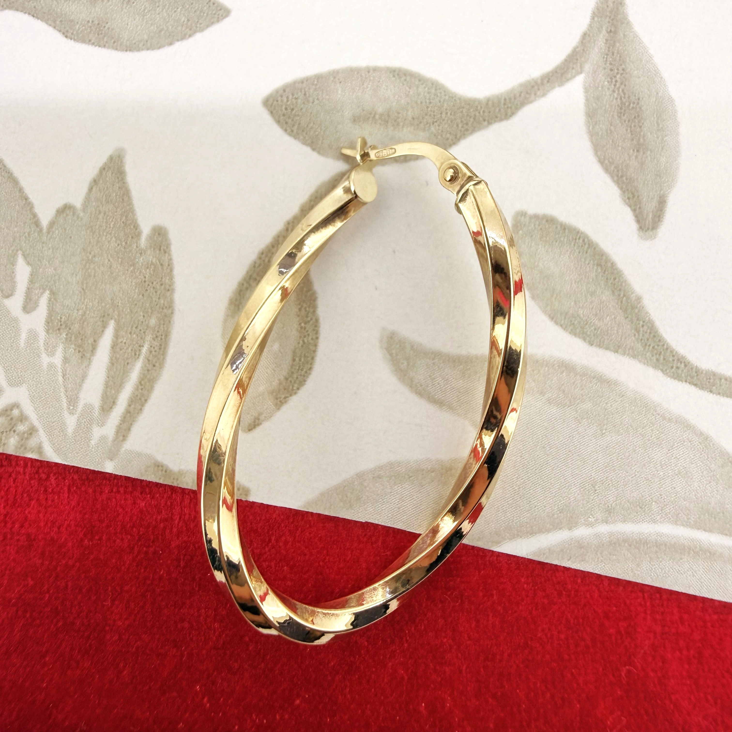 Vintage 9ct Yellow Gold Twisted Hoops — image 6