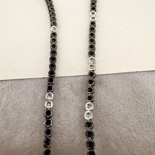 18ct Gold Black and White Diamond Tennis Necklace 8.12cts — image 11