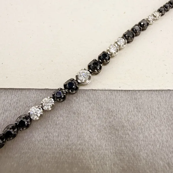 18ct Gold Black and White Diamond Tennis Necklace 8.12cts — image 7