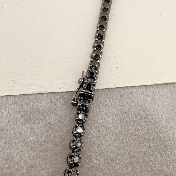 18ct Gold Black and White Diamond Tennis Necklace 8.12cts — image 8