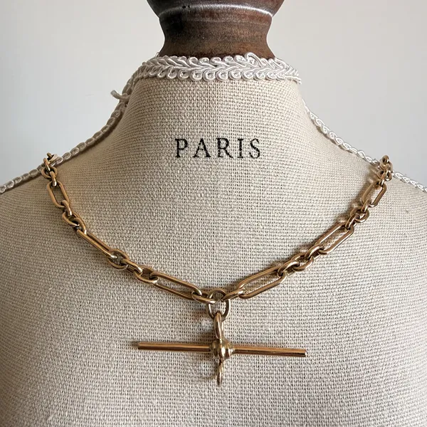 9ct Yellow Gold Trombone Albert Chain, Birmingham 1992 — image 10