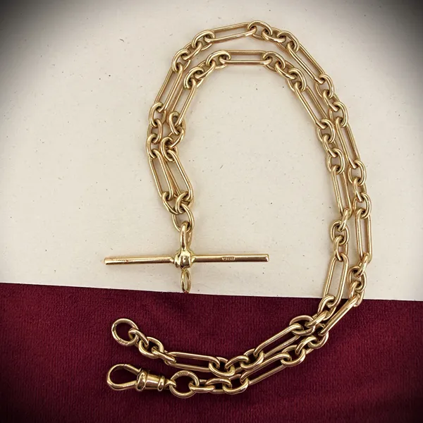9ct Yellow Gold Trombone Albert Chain, Birmingham 1992