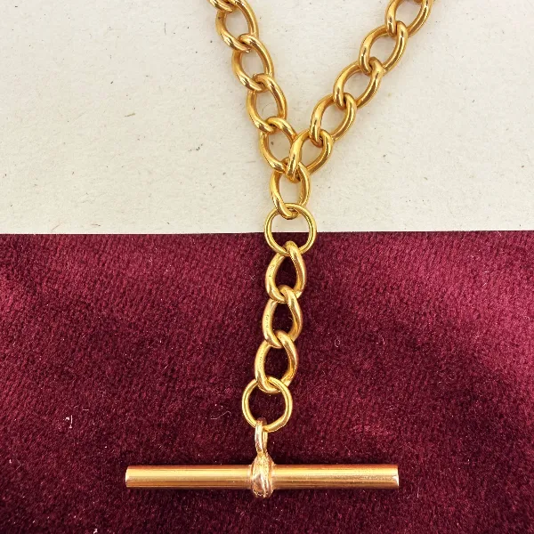 9ct Rose Gold Curb Link Albert Chain Necklace — image 4