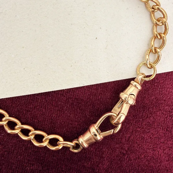 9ct Rose Gold Curb Link Albert Chain Necklace — image 6