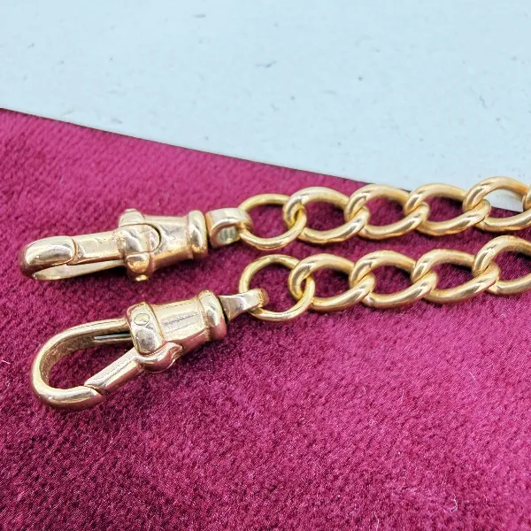 9ct Rose Gold Curb Link Albert Chain Necklace — image 7