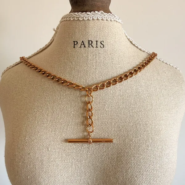 9ct Rose Gold Curb Link Albert Chain Necklace — image 8