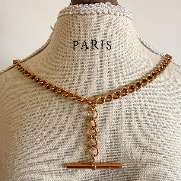 9ct Rose Gold Curb Link Albert Chain Necklace — image 9