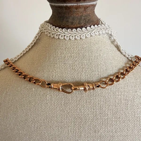 9ct Rose Gold Curb Link Albert Chain Necklace — image 10
