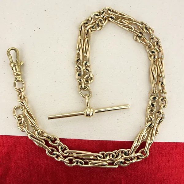 9ct Yellow Gold Fancy Trombone  Albert Chain — image 2