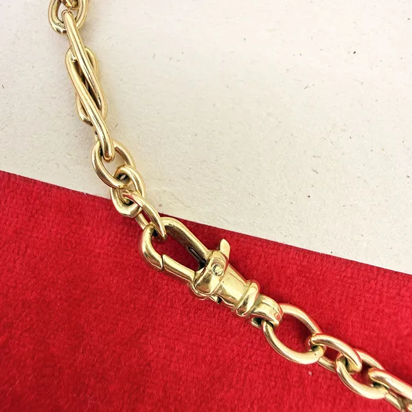 9ct Yellow Gold Fancy Trombone  Albert Chain — image 6