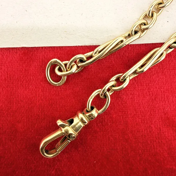 9ct Yellow Gold Fancy Trombone  Albert Chain — image 7