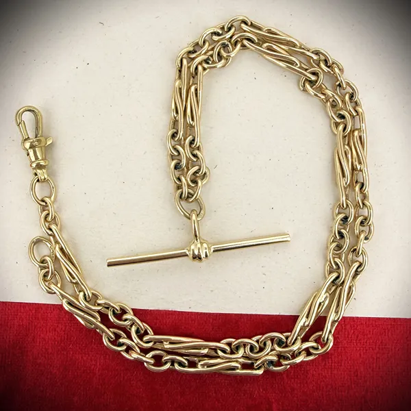 9ct Yellow Gold Fancy Trombone  Albert Chain
