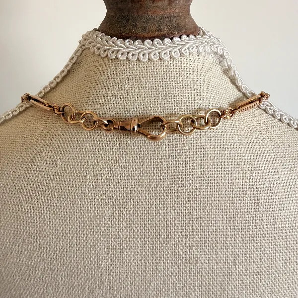 9ct Yellow Gold Trombone Link Albert Chain — image 11