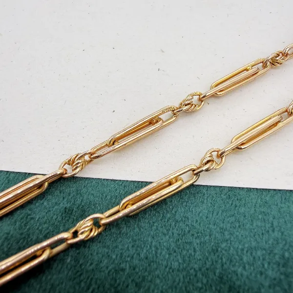 9ct Yellow Gold Trombone Link Albert Chain — image 5