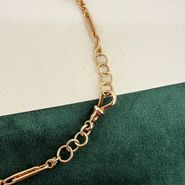 9ct Yellow Gold Trombone Link Albert Chain — image 6