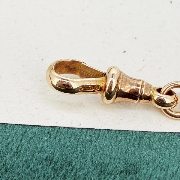 9ct Yellow Gold Trombone Link Albert Chain — image 8