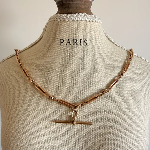 9ct Yellow Gold Trombone Link Albert Chain — image 9