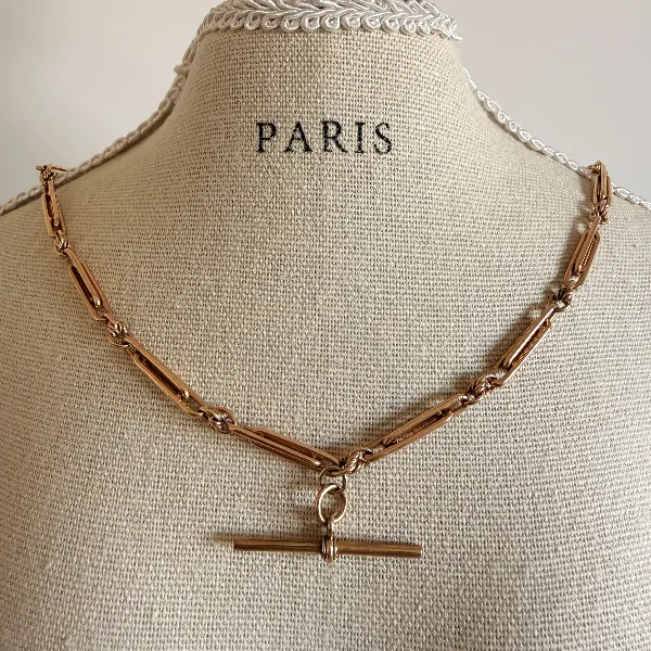 9ct Yellow Gold Trombone Link Albert Chain — image 10