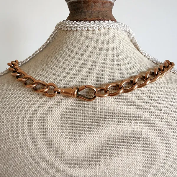 Antique 15ct Yellow Gold Albert Chain with T-bar — image 12
