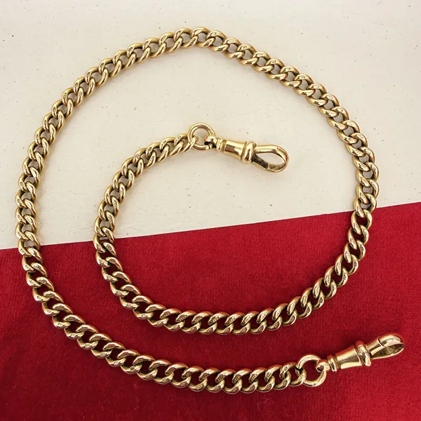 Antique 15ct Yellow Gold Curb Albert Chain — image 2