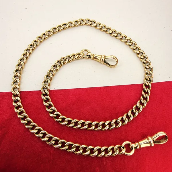 Antique 15ct Yellow Gold Curb Albert Chain — image 3