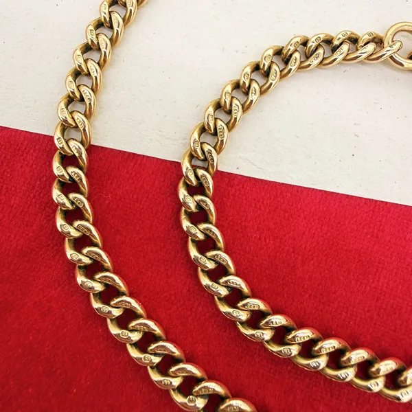 Antique 15ct Yellow Gold Curb Albert Chain — image 4